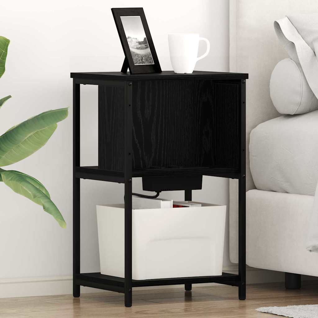 Bedside Cabinet Black oak 38 x 31 x 61 cm Engineered wood